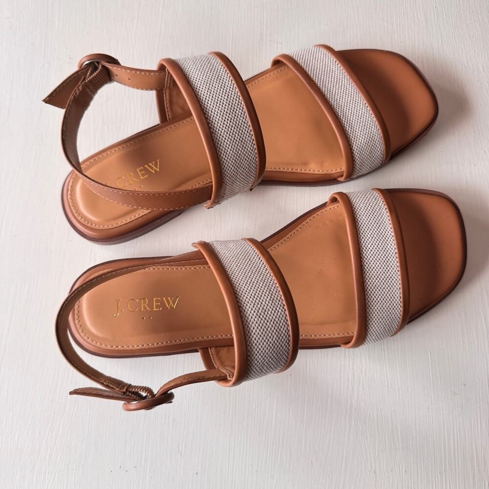 J.Crew Women’s Natural and White Low Heel Double Strap Sandals Sz 8 - Picture 6 of 8